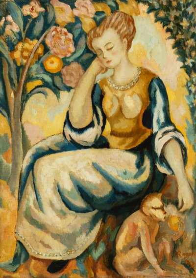 Dáma s opicí, kolem roku 1917 od Roger Eliot Fry