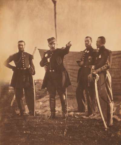 Francouzský generál Pierre Bosquet (uprostřed), rozkazy svému štábu, Krymská válka, Krym, Ukrajina od Roger Fenton