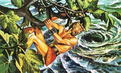 Odysseus se zavěsí na fíkovník, aby unikl víru. od Roger Payne