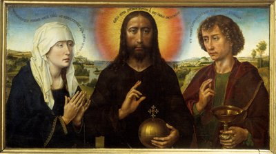 Kristus Vykupitel mezi Pannou Marií a svatým Janem Evangelistou říká Triptych Braque. Obraz Rogiera (Rogera) Van Der Weydena (1400 - 1464) od Rogier van der Weyden