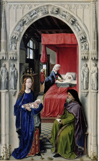 Narození Jana Křtitele Oltář sv. Jana, levá deska, cca 1455 od Rogier van der Weyden