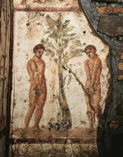 Adam a Eva v rajské zahradě (freska) od Roman