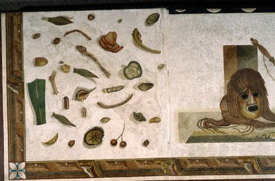 „Asarotos“ (podlaha nezametená) Fragmenty mozaiky podepsané Haraklitonem z Říma, 2. století našeho letopočtu, Řím od Roman