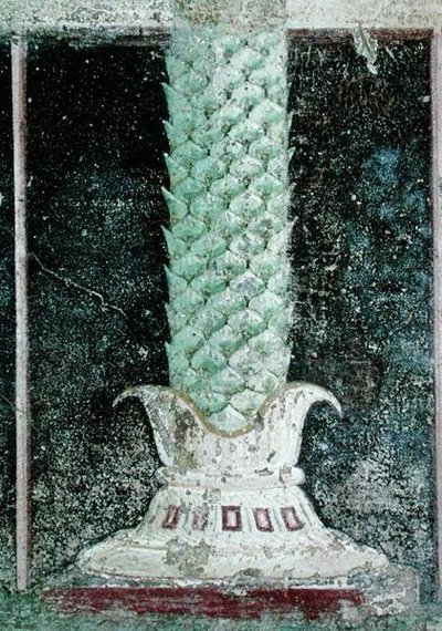 Základna sloupu ve stylu kmene palmy, detail z tablinia zdobeného malbami v egyptském stylu, cca 27-14 př.n.l. od Roman