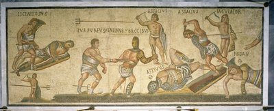 Bitva mezi gladiátory, 320 n. l. (mozaika) od Roman