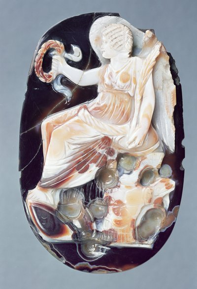 Cameo zobrazující Julii Domnu jako vítězství, kolem roku 200 našeho letopočtu (sardonyx) od Roman