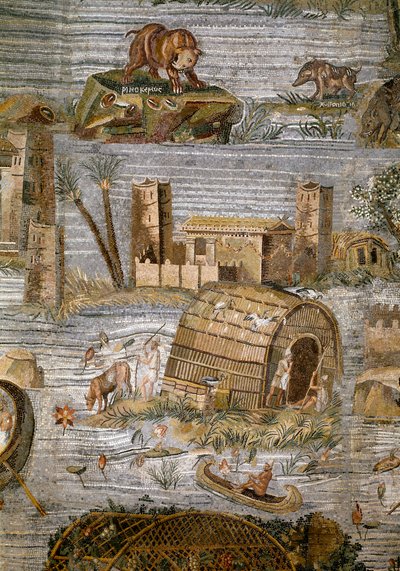 Detail nilotské mozaiky z Preneste (Palestrina) ze svatyně božstva Fortune Primigenia, 80 př.n.l. od Roman