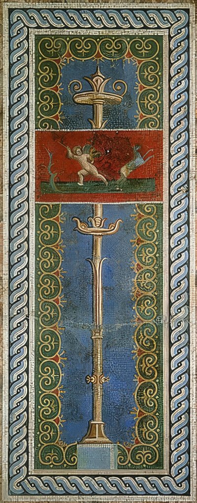 Eros jako lovec, detail nástěnné mozaiky, odkrytý v Pompejích od Roman