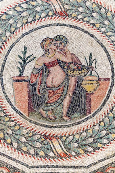 Eros a Psyché. 3. - 4. století. Římská vila Casale, Sicílie (mozaika) od Roman