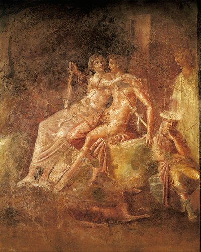 Freska zobrazující Arese a Afroditu, Dům Citharistů, Pompeje, Itálie (mozaika) od Roman