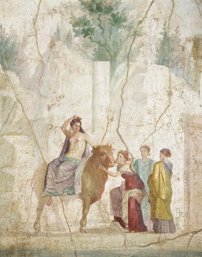 Freska zobrazující znásilnění Evropy, z Pompejí, římská civilizace od Roman