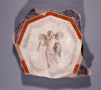 Freska Amor drží dvě tyče a vědro od Roman