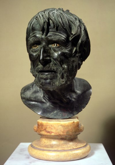 Hlava Seneky (asi 4 př. n. l. - 65 n. l.) (bronz) od Roman