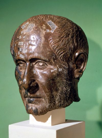 Hlava Trajána Decia (201-251) ze Samisegetuzy, Rumunsko (bronz) od Roman