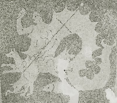 Helénistický oblázek Mozaika Scylly a Charybdy střežících úžinu, detail Scylly. Dům Dionysos, Paphos, Kypr mozaika od Roman
