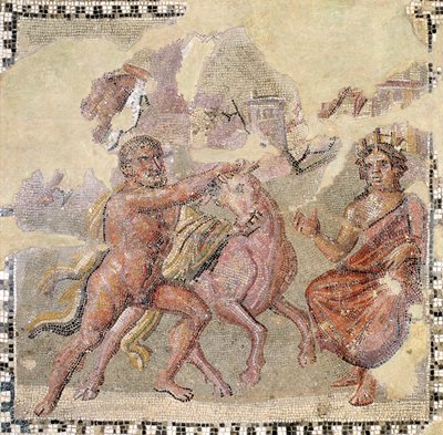 Herakles s krétským býkem, Ostia (mozaika) od Roman