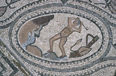 Herkules a Augiášovy stáje, z podlahy "Herkulova domu" (mozaika) od Roman