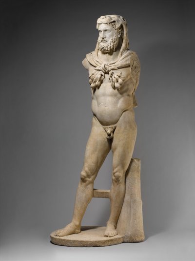 Mramorová socha vousatého Herkula, 68–98 nl (mramor) od Roman