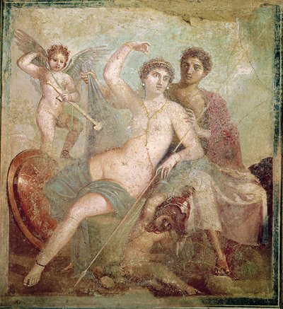 Mars a Venuše z Domu Marse a Venuše (Casa de Marte e Venere) Pompeje (nástěnná malba) od Roman