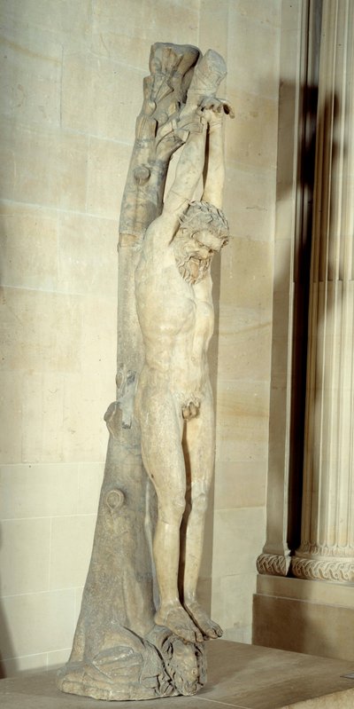 Marsyasova muka visící z kmene borovice. Mramorová socha z konce 3.-začátek 2. století před naším letopočtem. Ne 2,5 m Paříž, Musee du Louvre od Roman