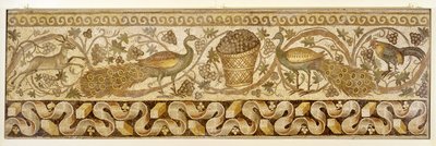 Mosaic of a Vine Scroll Border with Peacocks, Antioch, 526-540 od Roman