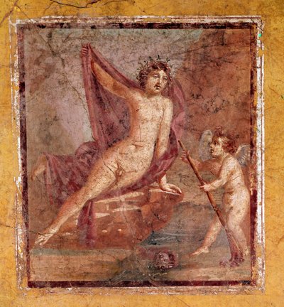 Narcis a Eros Římská freska 3. pompejského slohu z místa naleziště Pompeje Itálie 1. století po JC (římské umění: Narcis a Eros, freska z Pompejí, Itálie od Roman