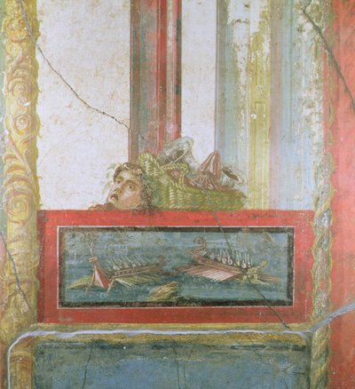 Námořní scéna, Pompeje, Itálie (freska) od Roman