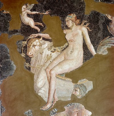 Nereid na mořském býkovi (mozaika od Roman