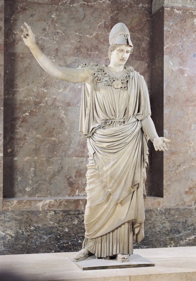 Pallas de Velletri, socha Athény s přilbou, římská kopie řeckého originálu připisovaného Alkamenovi nebo Cresilasovi, kolem 420-10 př. n. l. (mramor) (podrobnosti viz 164612 až 164615) od Roman