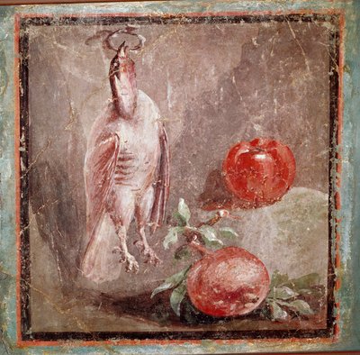 Koroptev a granátová jablka (freska od Roman