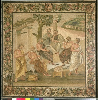 Platón hovořící se svými žáky z rodu T. Siminia. Pompeje (mozaika) (viz také 103401) od Roman