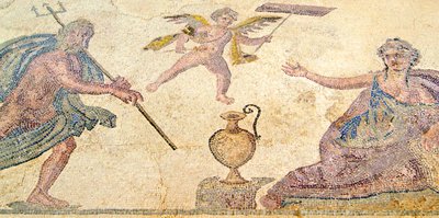 Poseidon a Amymone, Dům Dionysos, Paphos, Kypr (mozaika) od Roman