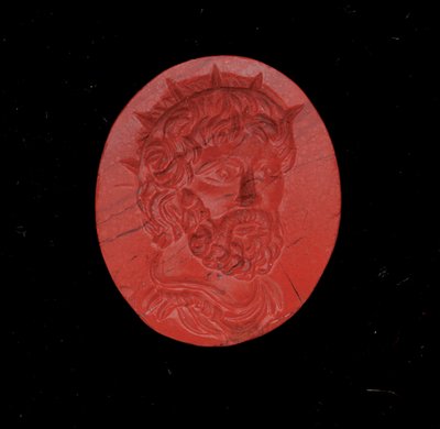 Prsten s portrétem císaře Postuma (červený jaspis) od Roman