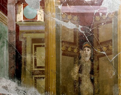 Římské umění: “” Portrét ženy ve vchodu do dveří”” Detail fresky vily od Fabia Rufa (Marcus Fabius Rufus) 1. století našeho letopočtu. Pompeje, Itálie od Roman