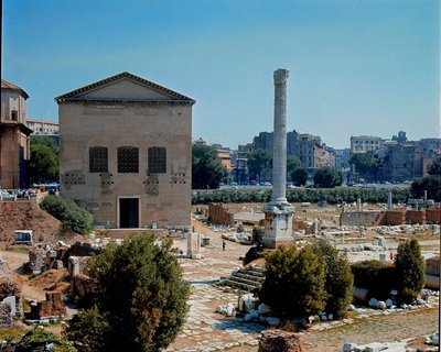Forum Romanum: pohled na místo schůze kurie (kurie) Senátu. 1. století před naším letopočtem. Řím od Roman