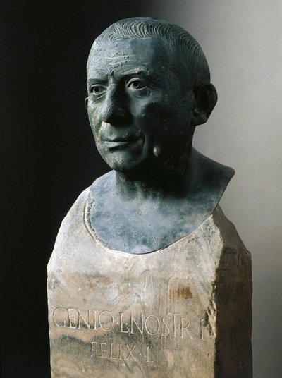 Římské umění: busta bankéře Luciuse Caecilia Iucunda (asi 20-69 n. l.) Bronzová plastika. 1. století našeho letopočtu Z Pompejí. Neapol, Museo Nazionale Archeologico od Roman