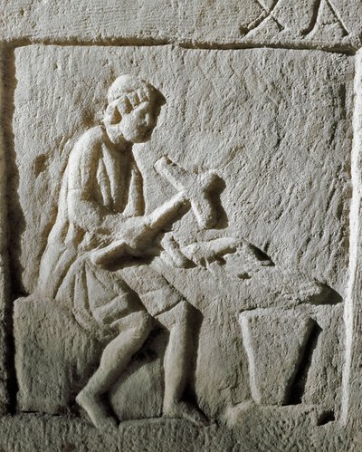 Římské umění: detail stély zobrazující kováře narážejícího kovem na kovadlinu. Z Konstantinopole. 1. století před naším letopočtem. Istanbul, Archeologické muzeum od Roman