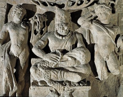 Římské umění: galský bůh keltského původu Cernunnos (nebo Kernunnos) představuje mezi Apollónem a Merkurem. Z Remeše. 1. století našeho letopočtu. Řím, Museo della Civilta Romana od Roman