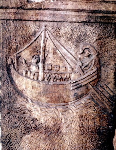 Římská dopravní loď. Nízký reliéf z 2. století našeho letopočtu Římské národní muzeum JC od Roman