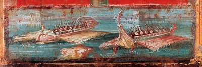 Římské válečné lodě u vjezdu do přístavu (freska od Roman