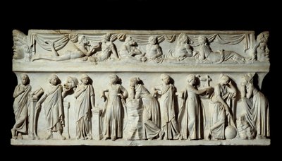 Sarcophagus des Muses: reprezentace múz umění a dopisů. Mramorová socha. 150 našeho letopočtu. Paříž, muzeum Louvre. od Roman