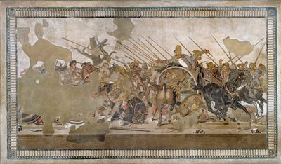 Bitva u Issosu, kterou vyhrál Alexandr III. Veliký proti Dariovi (Dariovi) III. Codomanovi (335 - 331 př. n. l.) - Mozaika z Pompejí - od Roman