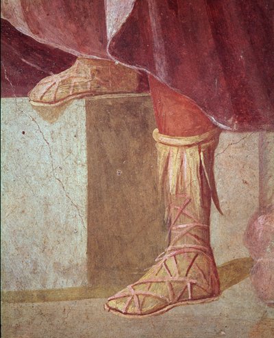 Nohy Agamemnona, v oběti Ifigenie (freska od Roman