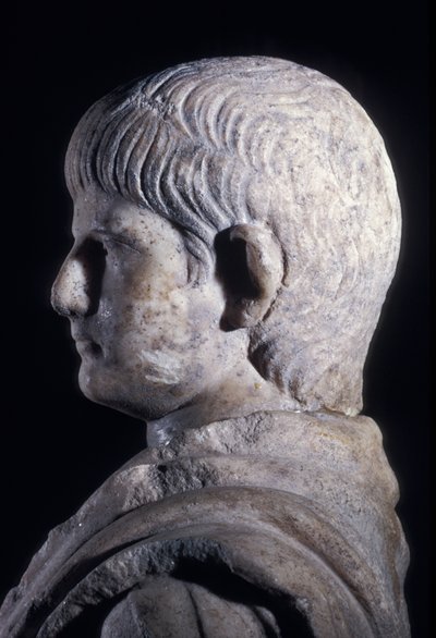 Socha Togate mladého Nera, boční pohled na hlavu, cca 50 nl (mramor) (detail 140378) od Roman