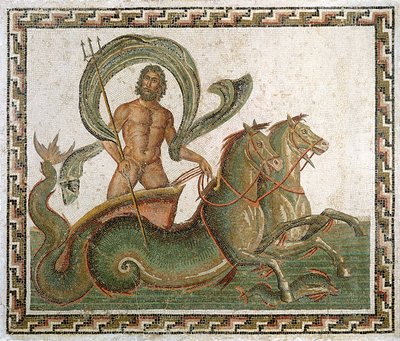 Triumph of Neptun, dlažba z domu Wadi Blibane, Sousse (starověké Hadrumetum) (mozaika) od Roman