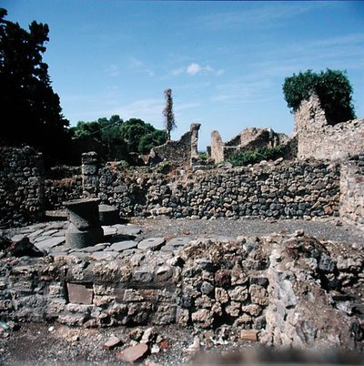 Pohled na zničené domy od Roman