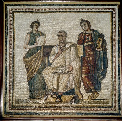 Vergilius (Virgilio) a dvě múzy (Clio a Melpomene) - začátek 3. stol od Roman