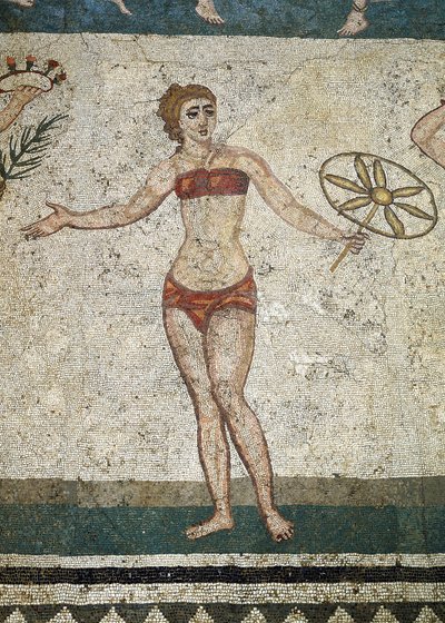 Mladý Roman se věnoval tělesným cvičením. (Detail mozaiky, 315-350 AD) od Roman