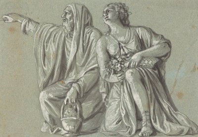 Dvě klečící postavy s oběťmi od Roman 18th Century