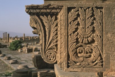 Architektonický fragment s vyřezávanou výzdobou, Sertius Market, Vrcholné císařské období (27 př.nl-395 n.l.) od Roman Imperial Period